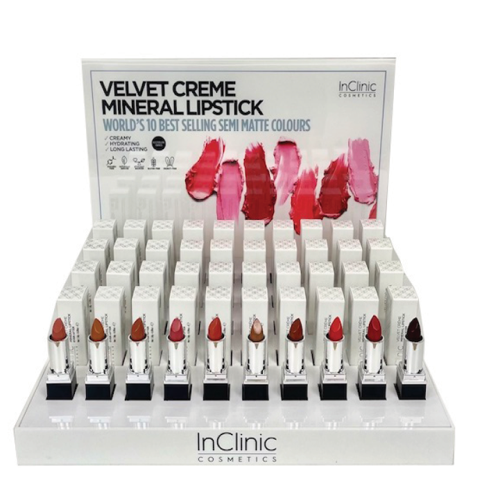 PRÉSENTOIR DE ROUGES À LÈVRES MINÉRAUX VELVET CREME